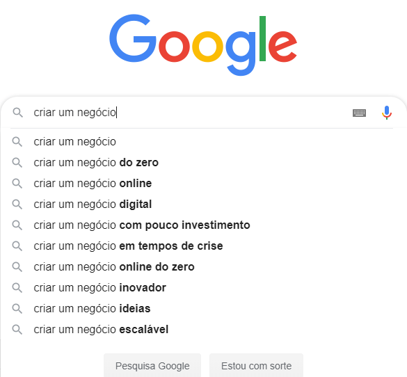 O Autocomplete do Google pode ajudar a criar um negócio online
